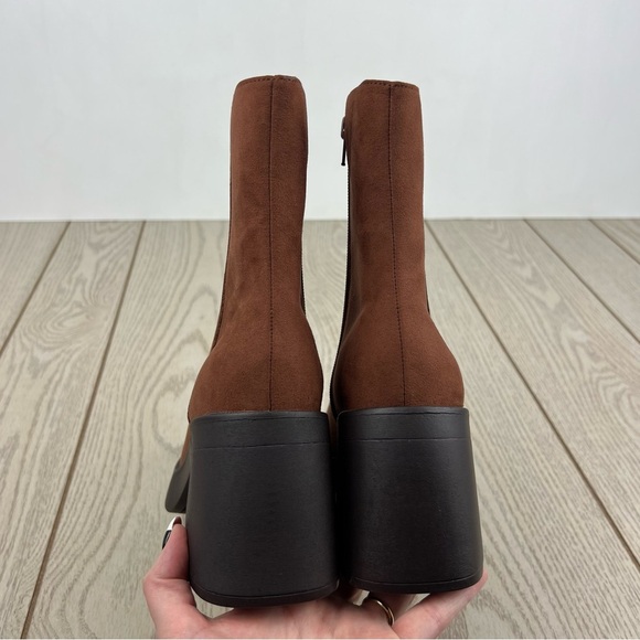 Sun + Stone Women's Tiannaa Platform Booties 7M Russet MC Faux Suede $80 - Picture 6 of 8